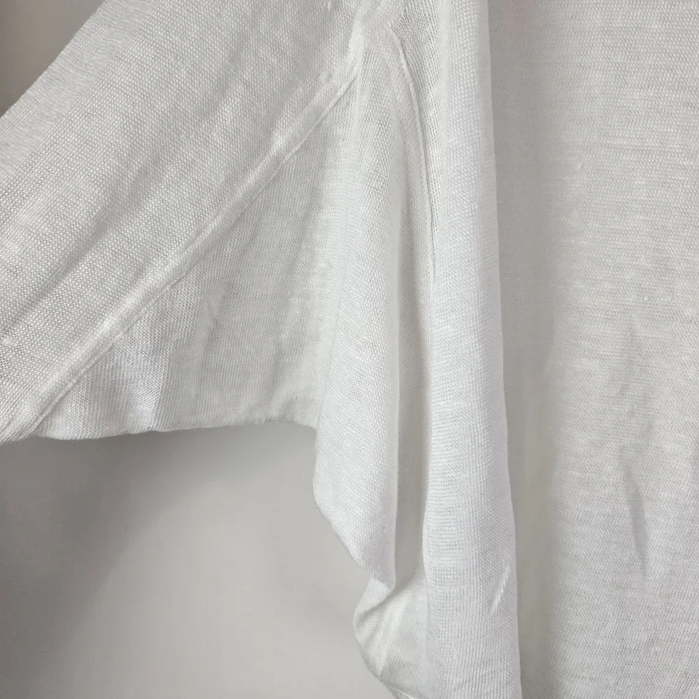 We The Free Womens Large White Sweater Knit Top Sheer Boho Dolman Linen Cotton